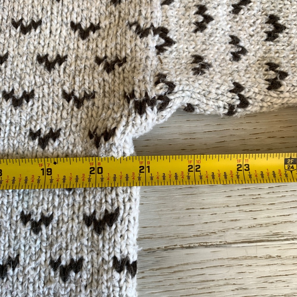 Vintage‎ Eddie Bauer Mens Cotton Birds Eye Knit Crewneck Sweater Cream Brown M - Picture 4 of 9